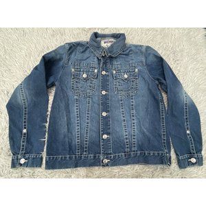True Religion Trucker Jacket Denin Wide Stitch Front Pocket Sz XXL